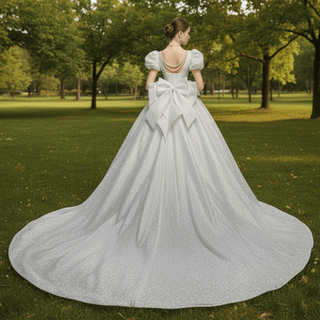 Princess Cap Sleeves Ball Gowns Backless Wedding Dresses - Rosymae