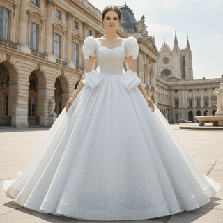 Princess Cap Sleeves Ball Gowns Backless Wedding Dresses - Rosymae