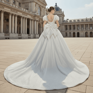 Princess Cap Sleeves Ball Gowns Backless Wedding Dresses - Rosymae