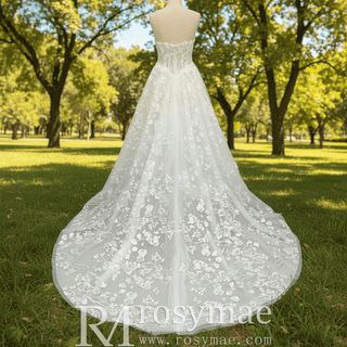 Princess Lace Overlay Ball Gown Wedding Dress with Sweetheart - Rosymae