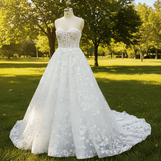 Princess Lace Overlay Ball Gown Wedding Dress with Sweetheart - Rosymae