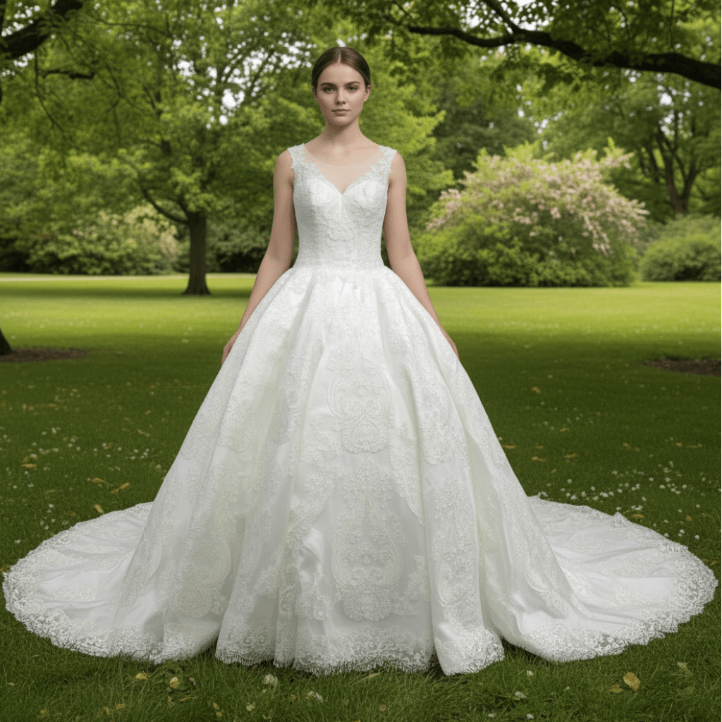 Princess Lace Sweetheart Neckline Ballgown Wedding Dress - Rosymae