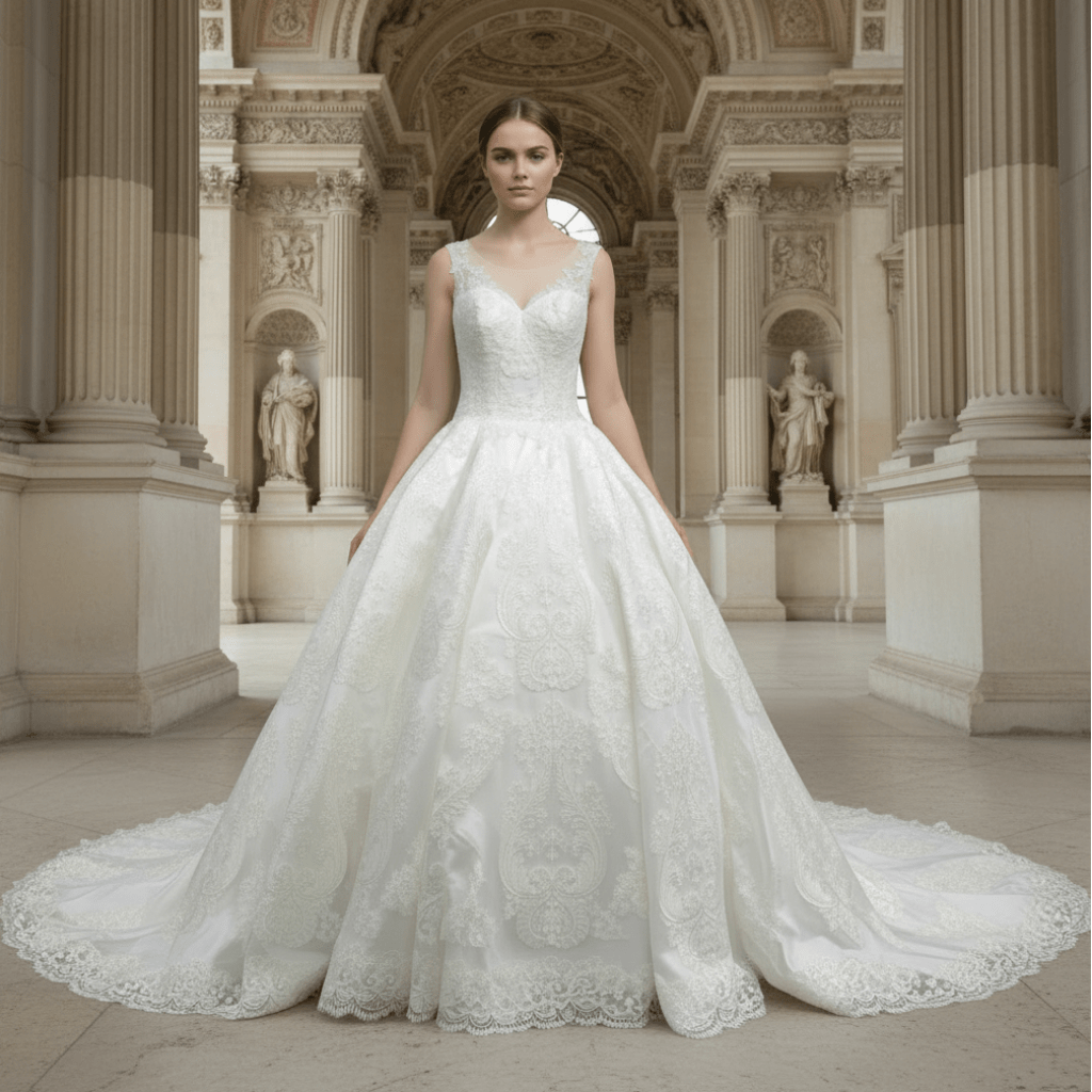 Princess Lace Sweetheart Neckline Ballgown Wedding Dress - Rosymae