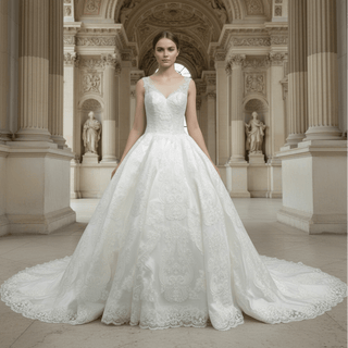 Princess Lace Sweetheart Neckline Ballgown Wedding Dress - Rosymae