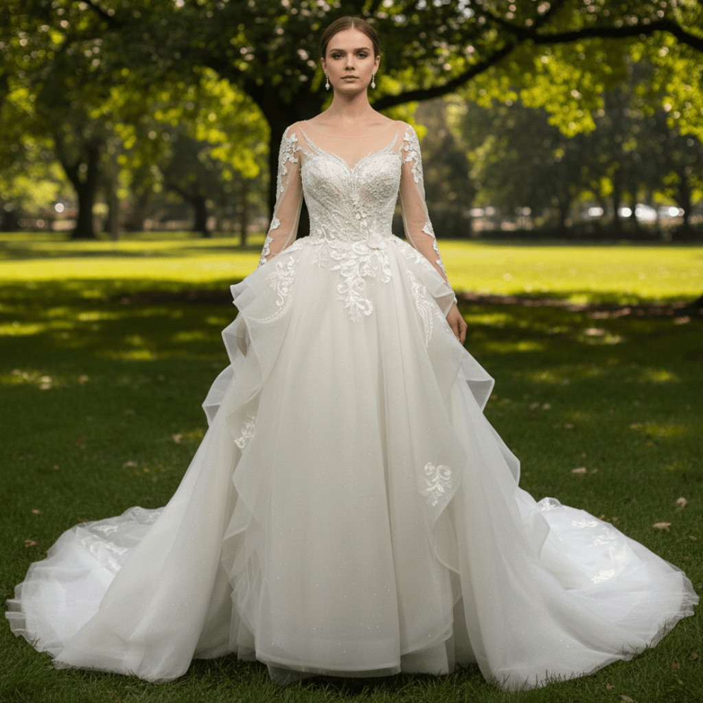 Princess Long Sleeve Ballgown Wedding Dresses & Bridal Gowns - Rosymae