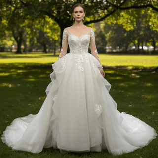Princess Long Sleeve Ballgown Wedding Dresses & Bridal Gowns - Rosymae