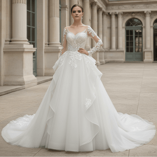 Princess Long Sleeve Ballgown Wedding Dresses & Bridal Gowns - Rosymae