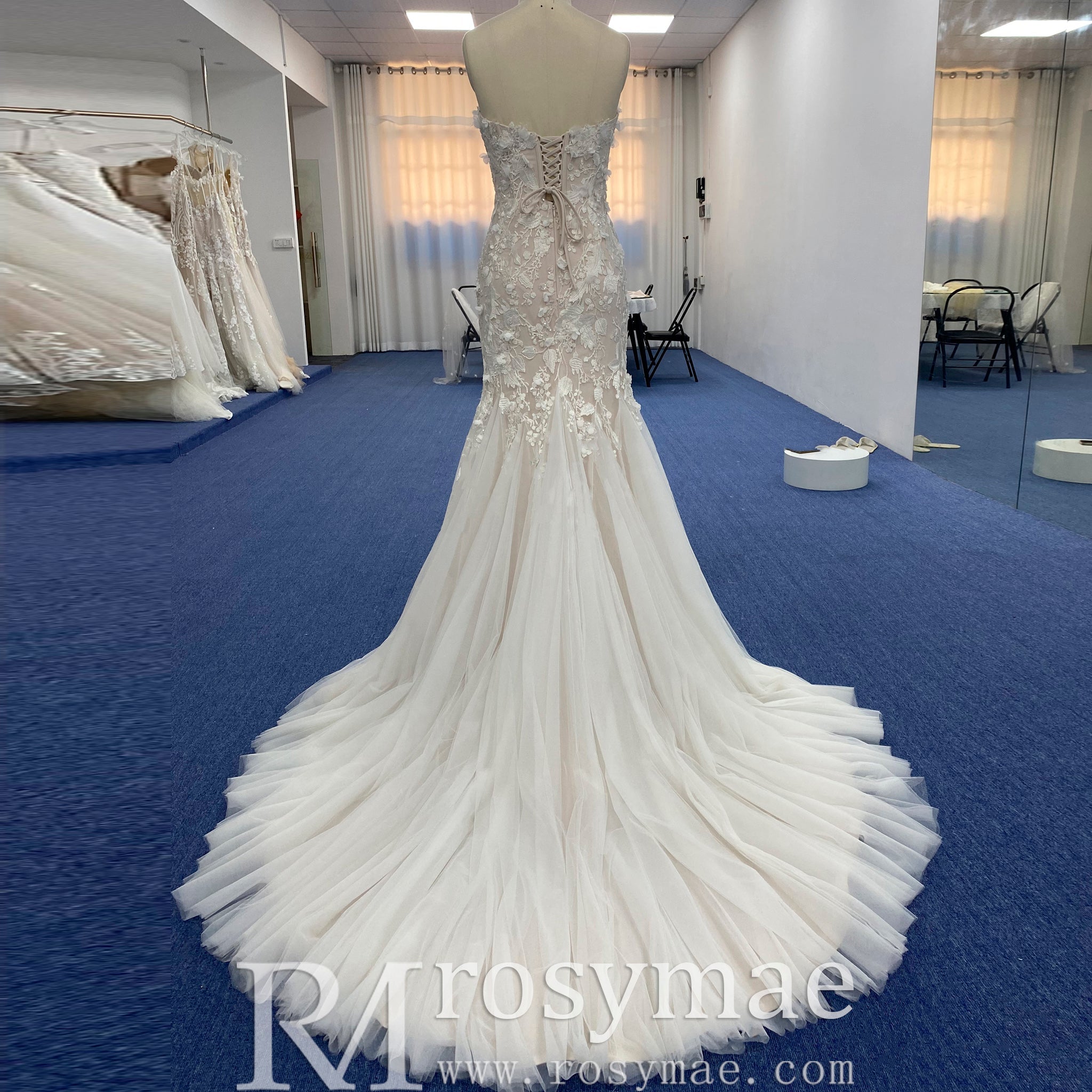 Princess Off the Shoulder Tulle Lace Wedding Dress - Rosymae