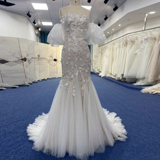 Princess Off the Shoulder Tulle Lace Wedding Dress - Rosymae
