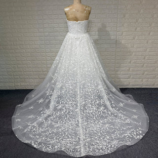 Princess Scoop Neckline Floral Lace A Line Wedding Dress - Rosymae