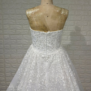 Princess Scoop Neckline Floral Lace A Line Wedding Dress - Rosymae