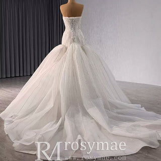 Princess Sparkly Sequins Bridal Trumpet Wedding Dress - Rosymae