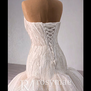 Princess Sparkly Sequins Bridal Trumpet Wedding Dress - Rosymae
