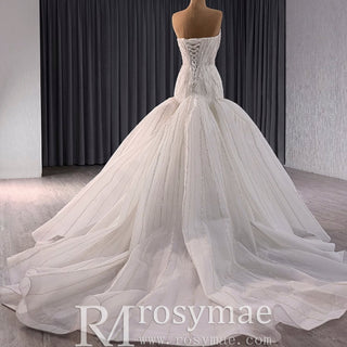 Princess Sparkly Sequins Bridal Trumpet Wedding Dress - Rosymae