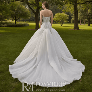 Princess Sparkly Sequins Bridal Trumpet Wedding Dress - Rosymae
