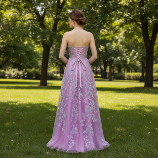 Gorgeous A Line Sweetheart Purple Party Dress with Sheer Bodice