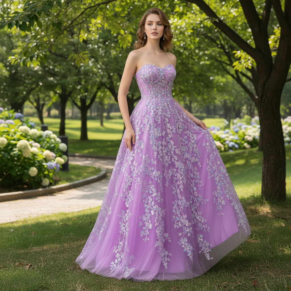 Gorgeous A Line Sweetheart Purple Party Dress with Sheer Bodice Purple / 14 Gorgeous A Line Sweetheart Purple Party Dress with Sheer Bodice Purple / 14