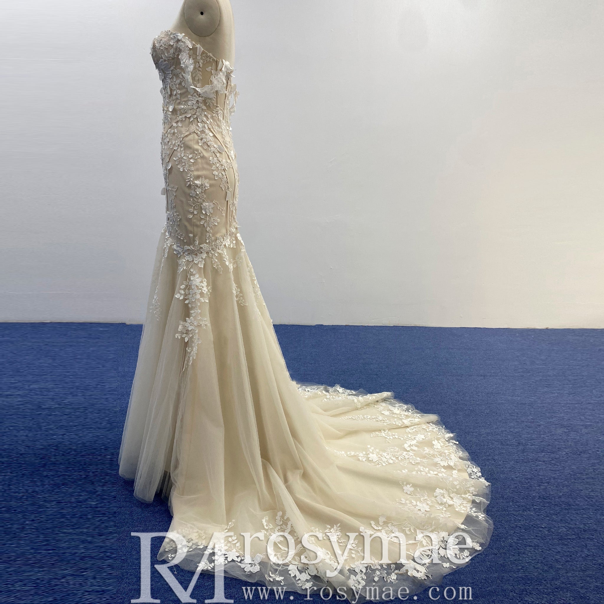 Princess Sweetheart Mermaid Wedding Dress with Off the Shoulder - Rosymae