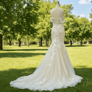 Princess Sweetheart Mermaid Wedding Dress with Off the Shoulder - Rosymae
