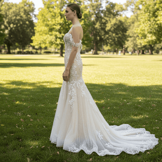 Princess Sweetheart Mermaid Wedding Dress with Off the Shoulder - Rosymae