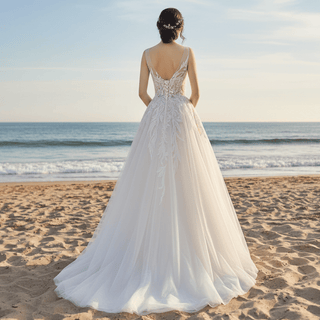Princess Tulle Wedding Dress Champagne Bridal Dress A Line - Rosymae