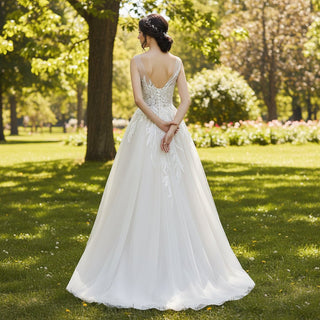Princess Tulle Wedding Dress Champagne Bridal Dress A Line - Rosymae