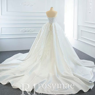 Princess Vneck Trumpet Lace Wedding Dress with Detachable Train - Rosymae