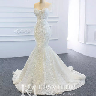 Princess Vneck Trumpet Lace Wedding Dress with Detachable Train - Rosymae
