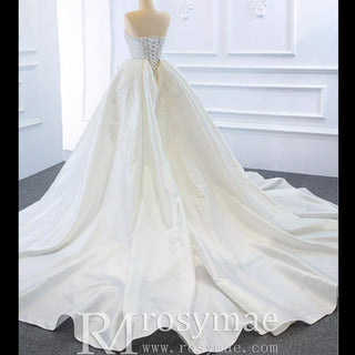 Princess Vneck Trumpet Lace Wedding Dress with Detachable Train - Rosymae