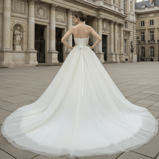 Princess Waist with Luxury Pearl Ball Gown Bride Wedding Dress - Rosymae