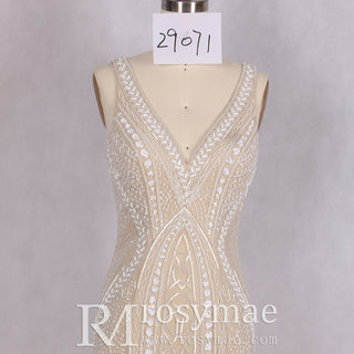 Prom Party Gown Luxurious MermaidV Neck Evening Dresses - Rosymae