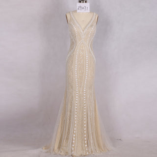 Prom Party Gown Luxurious MermaidV Neck Evening Dresses - Rosymae