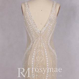 Prom Party Gown Luxurious MermaidV Neck Evening Dresses - Rosymae