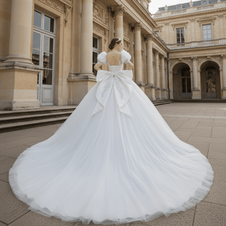 Puffy Lantern 3/4 Sleeve Ballgown Bridal Wedding Dresses - Rosymae