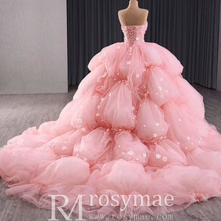 Puffy Skirt Ball Gown Pink Quinceanera Dress for Special Occasion - Rosymae