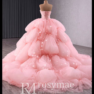 Puffy Skirt Ball Gown Pink Quinceanera Dress for Special Occasion - Rosymae