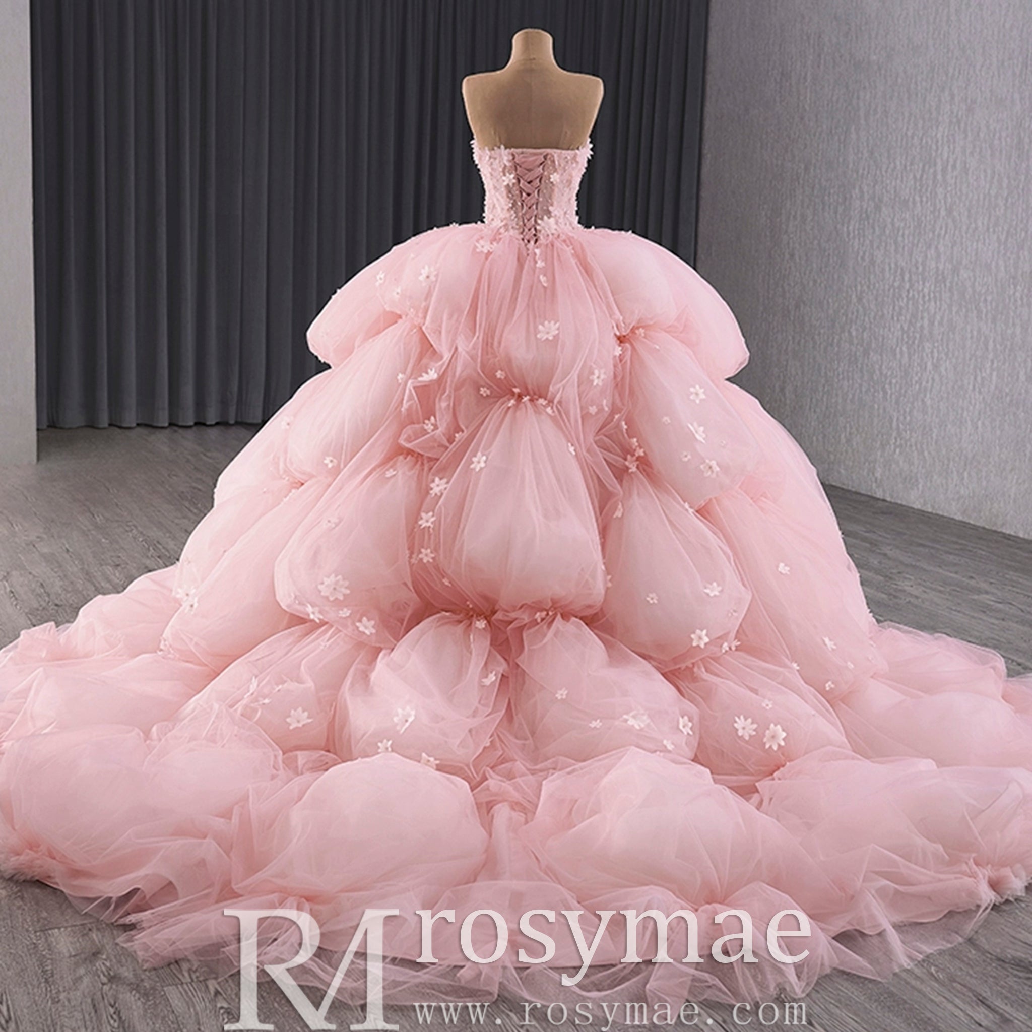 Puffy Skirt Ball Gown Pink Quinceanera Dress for Special Occasion - Rosymae