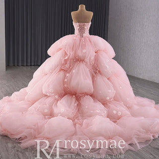 Puffy Skirt Ball Gown Pink Quinceanera Dress for Special Occasion - Rosymae