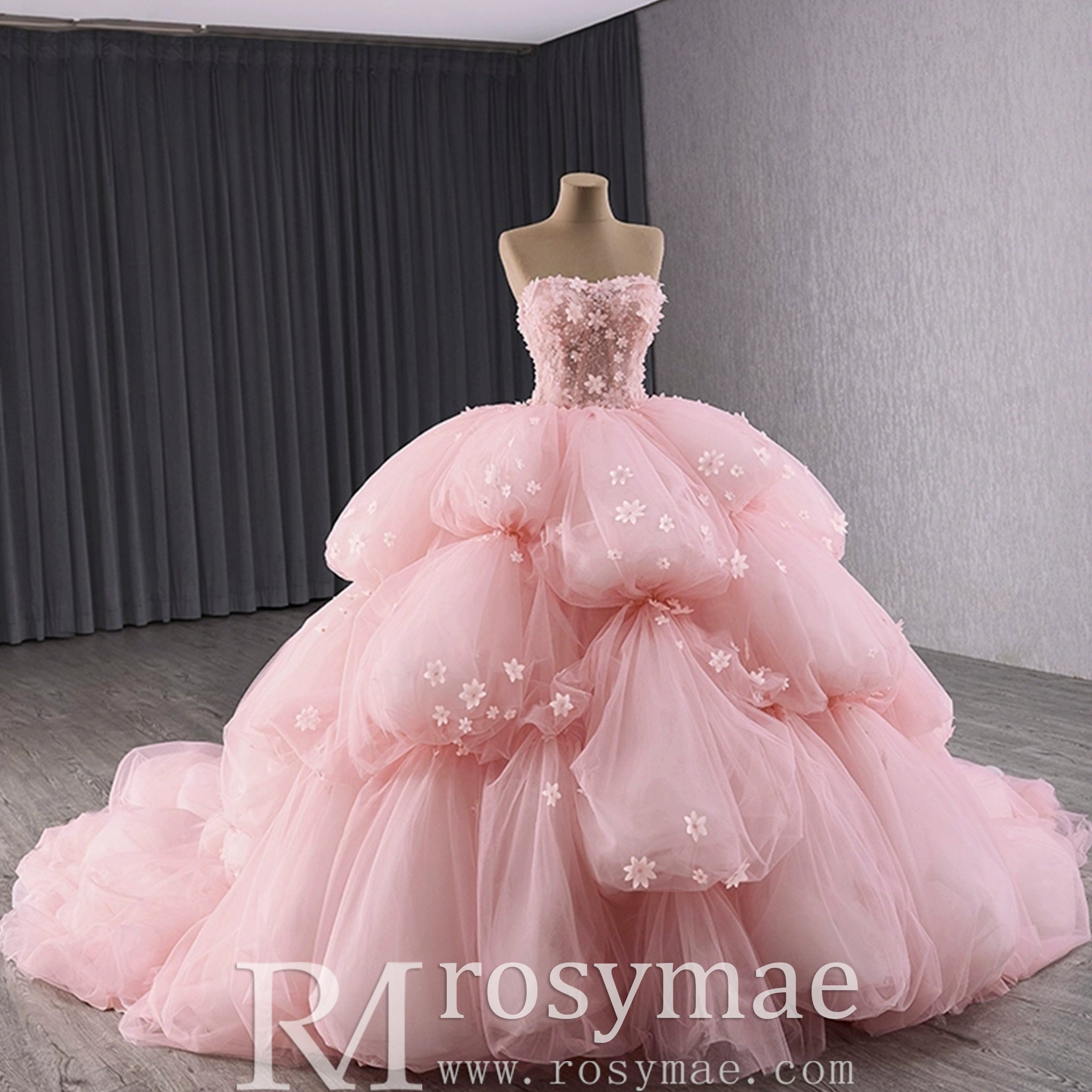 Puffy Skirt Ball Gown Pink Quinceanera Dress for Special Occasion - Rosymae
