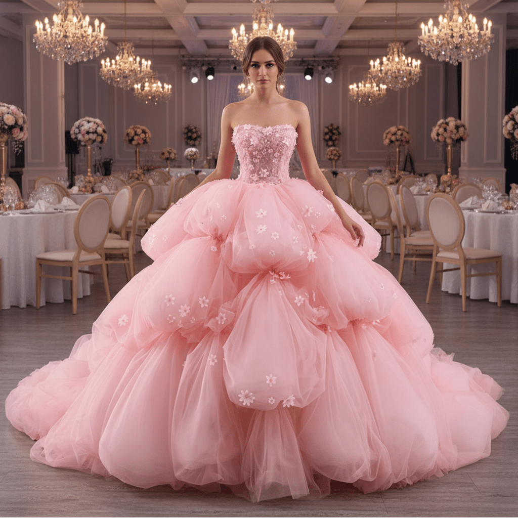 Puffy Skirt Ball Gown Pink Quinceanera Dress for Special Occasion - Rosymae