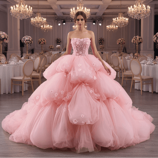 Puffy Skirt Ball Gown Pink Quinceanera Dress for Special Occasion - Rosymae