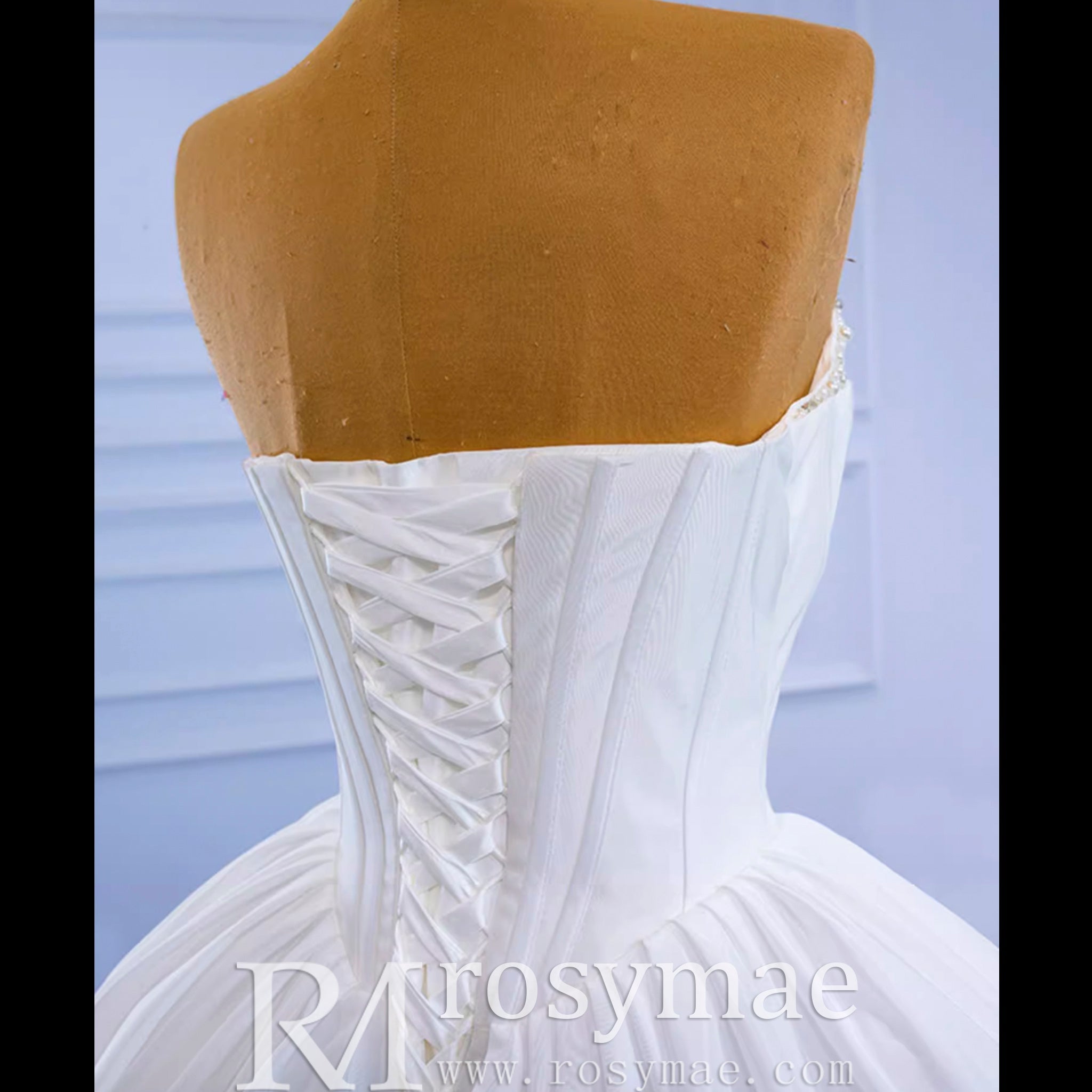 Puffy Skirt Ball Gown Wedding Dress Strapless Corset Bridal Gown - Rosymae