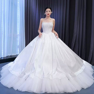 Puffy Skirt Ball Gown Wedding Dress Strapless Corset Bridal Gown - Rosymae