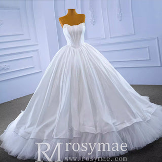 Puffy Skirt Ball Gown Wedding Dress Strapless Corset Bridal Gown - Rosymae