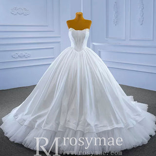 Puffy Skirt Ball Gown Wedding Dress Strapless Corset Bridal Gown - Rosymae