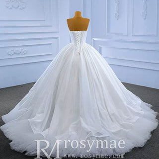 Puffy Skirt Ball Gown Wedding Dress Strapless Corset Bridal Gown - Rosymae