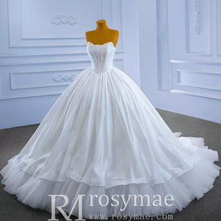 Puffy Skirt Ball Gown Wedding Dress Strapless Corset Bridal Gown - Rosymae