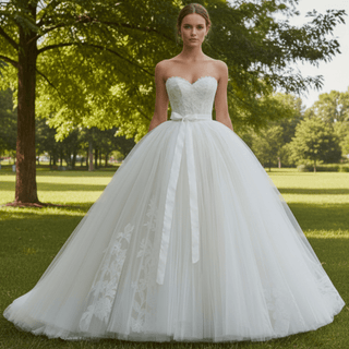 Puffy Skirt Strapless Ball Gown Bridal Wedding Dress for Women - Rosymae