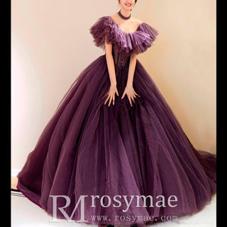 Boho Off the Shoulder Purple Wedding Dress for Women