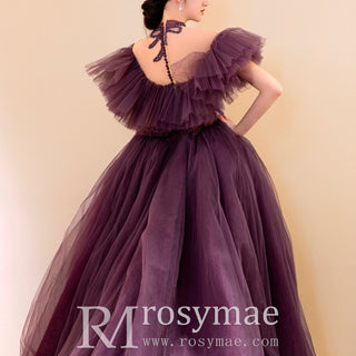 Boho Off the Shoulder Purple Wedding Dress for Women